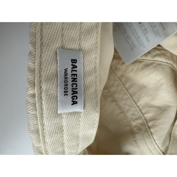 Balenciaga Baseball Cap Ivory Cotton Fabric - Picture 9 of 9